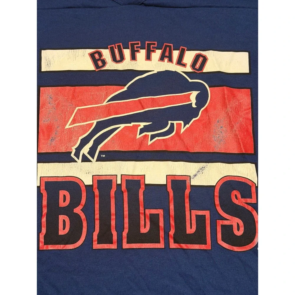Vintage Buffalo Bills GTS Shirt Mens XL Navy Blue 90s USA Made Jersey V-Neck